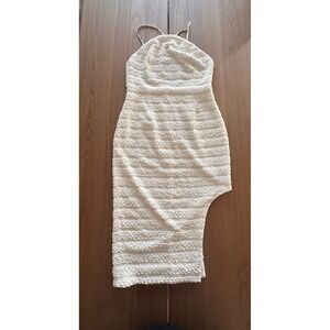 Elliatt White Textured Asymmetrical Midi Dress XL Bridal Rehearsal Dinner